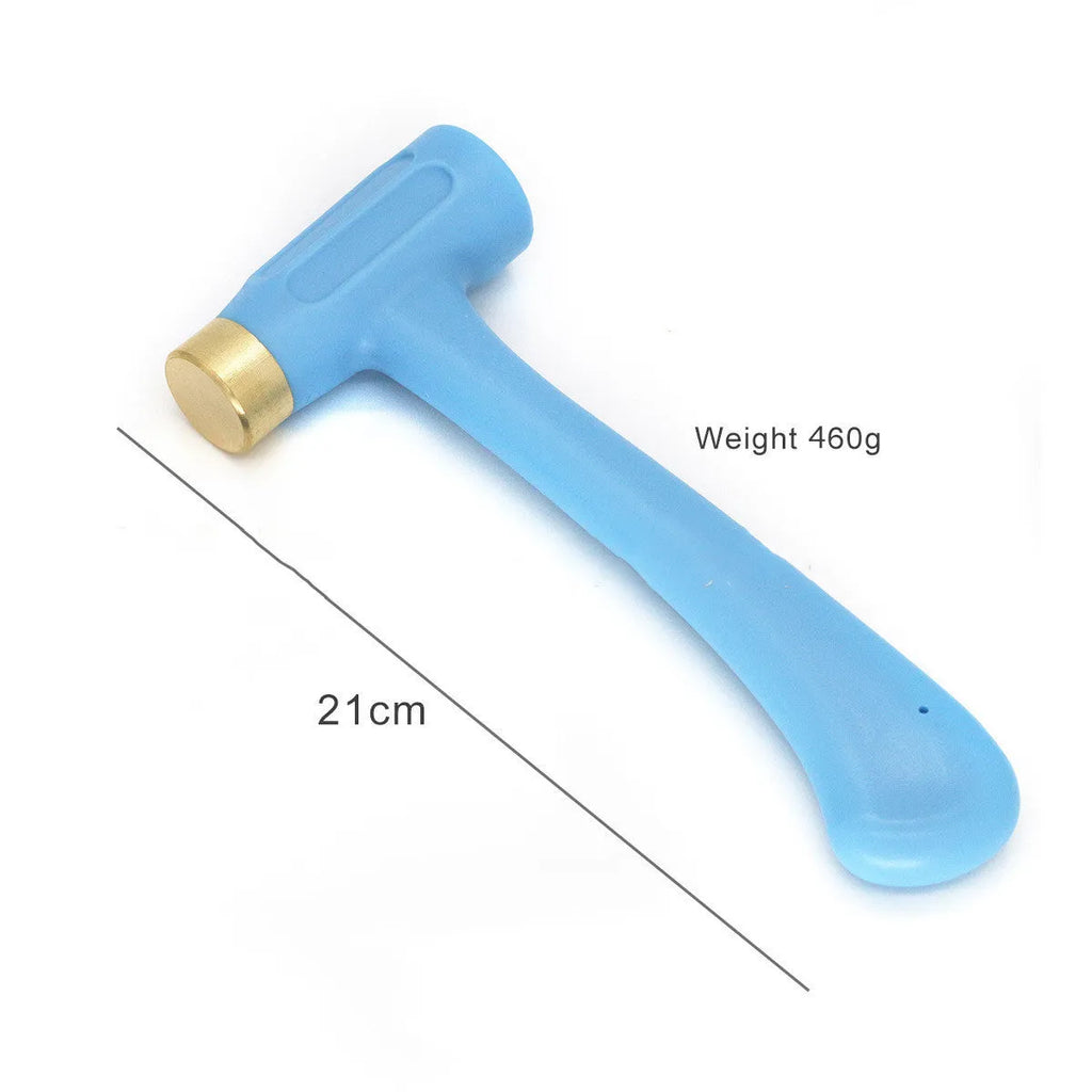 Blue copper head hammer with carbon steel handle and plastic grip, weight 0.47kg