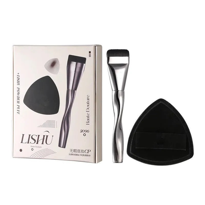 Spiral powder foundation brush with artificial fibre bristles and matching storage box