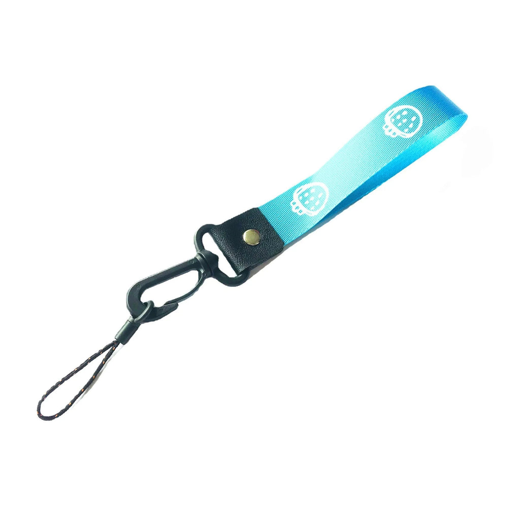 Short 25cm wide polyester mobile phone lanyard with 2-in-1 hooks in multi-colour mix