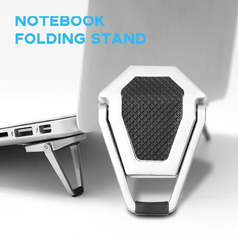 Compact foldable aluminum alloy laptop bracket with 3M adhesive for screen support