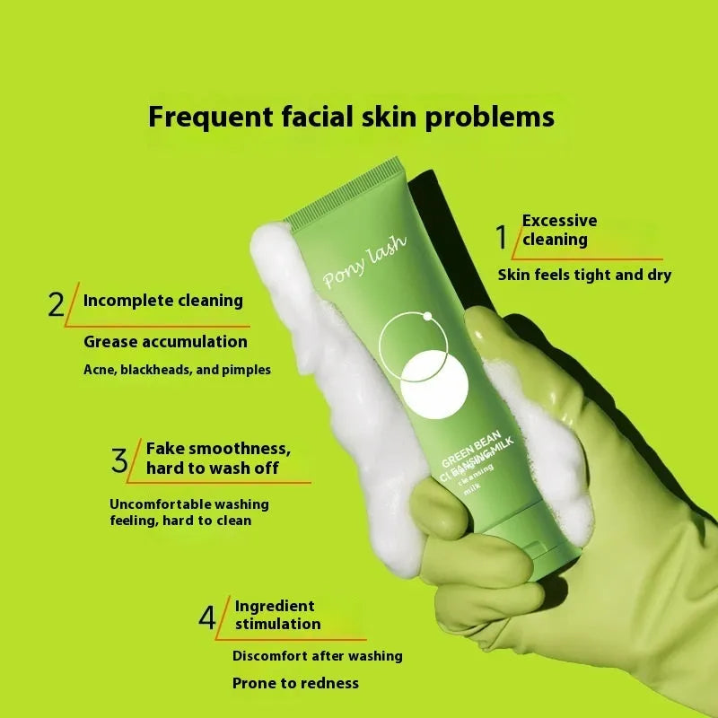 Deep Cleansing Mung Bean Facial Cleanser 80ml moisturising formula white bottle