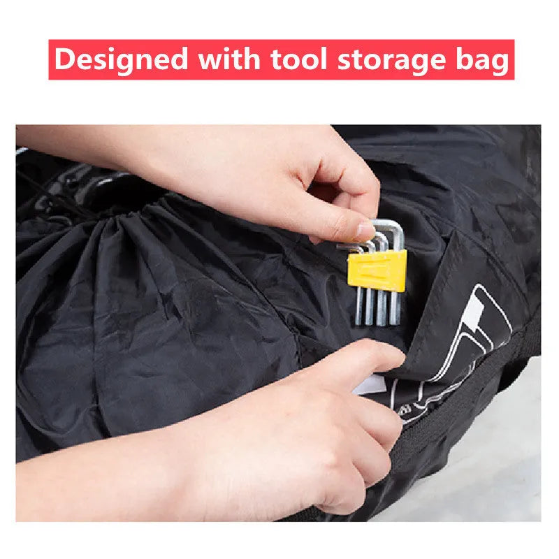 Set of four black polyester car tyre protective covers with a red belt style detail.