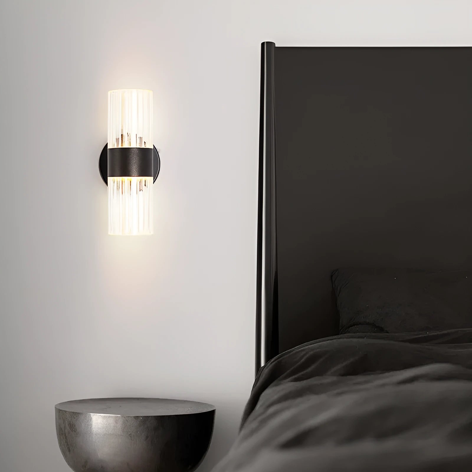 Round tube LED wall lamp black gold finish up and down light iron acrylic modern simple