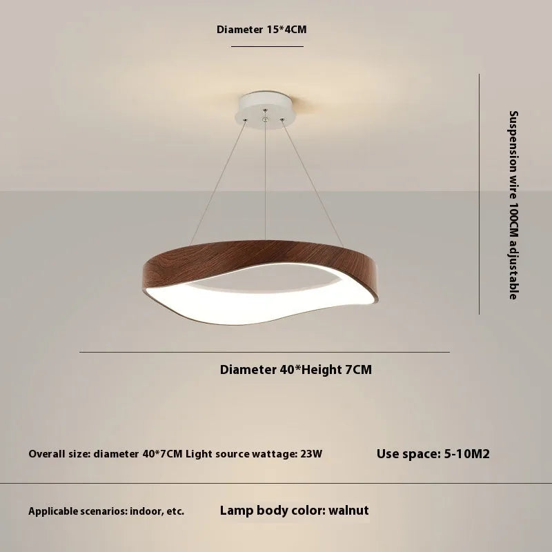 Nordic creative wood grain pendant chandelier 40cm in Antique Wood Grain finish for dining room