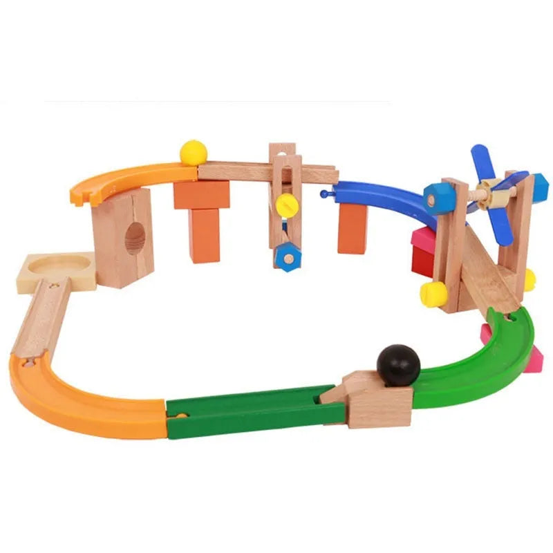 Wooden track building blocks set for children aged 4-6 years old, educational toy in colour Toy