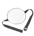 Black ABS baby safety rearview mirror with 17cm glass and adjustable strap for car seat monitoring.