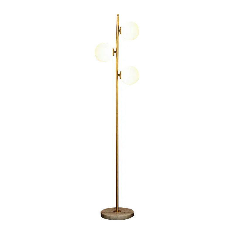 Gold aluminium alloy and glass minimalist vertical floor lamp with LED warm light, 35cm diameter, 155cm height