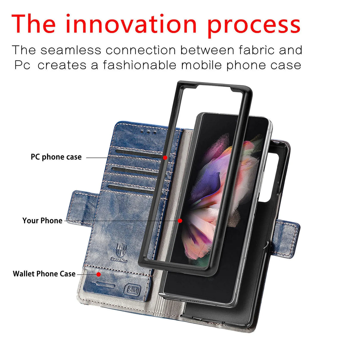 Samsung Galaxy Z Fold4 5G and Z Fold3 5G TPU leather folding phone case with bracket and card holder in six colours