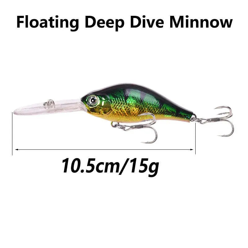 10.5cm hard fishing lure with deep diving lip and multiple colour options