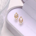 Geometric 925 silver stud earrings with sweet white electroplated crystals