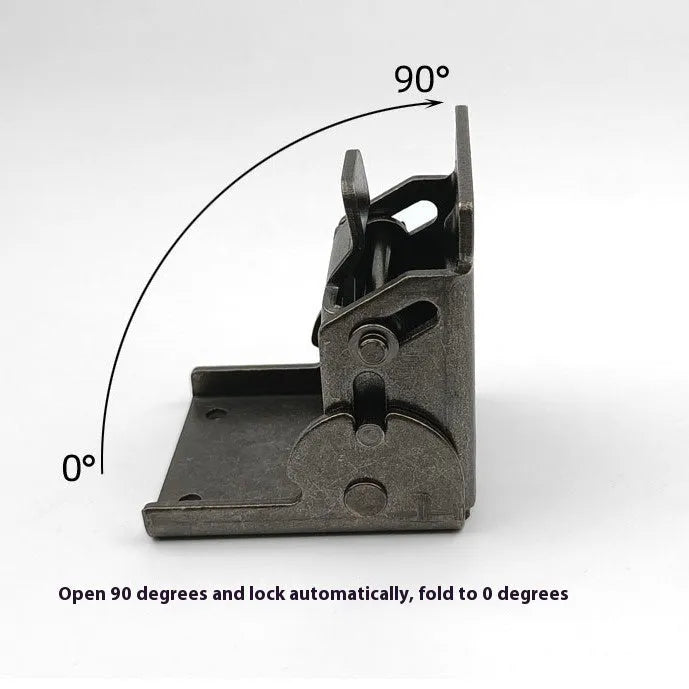 Metal self-locking folding hinge for furniture cabinets and wardrobes in various electroplated finishes.