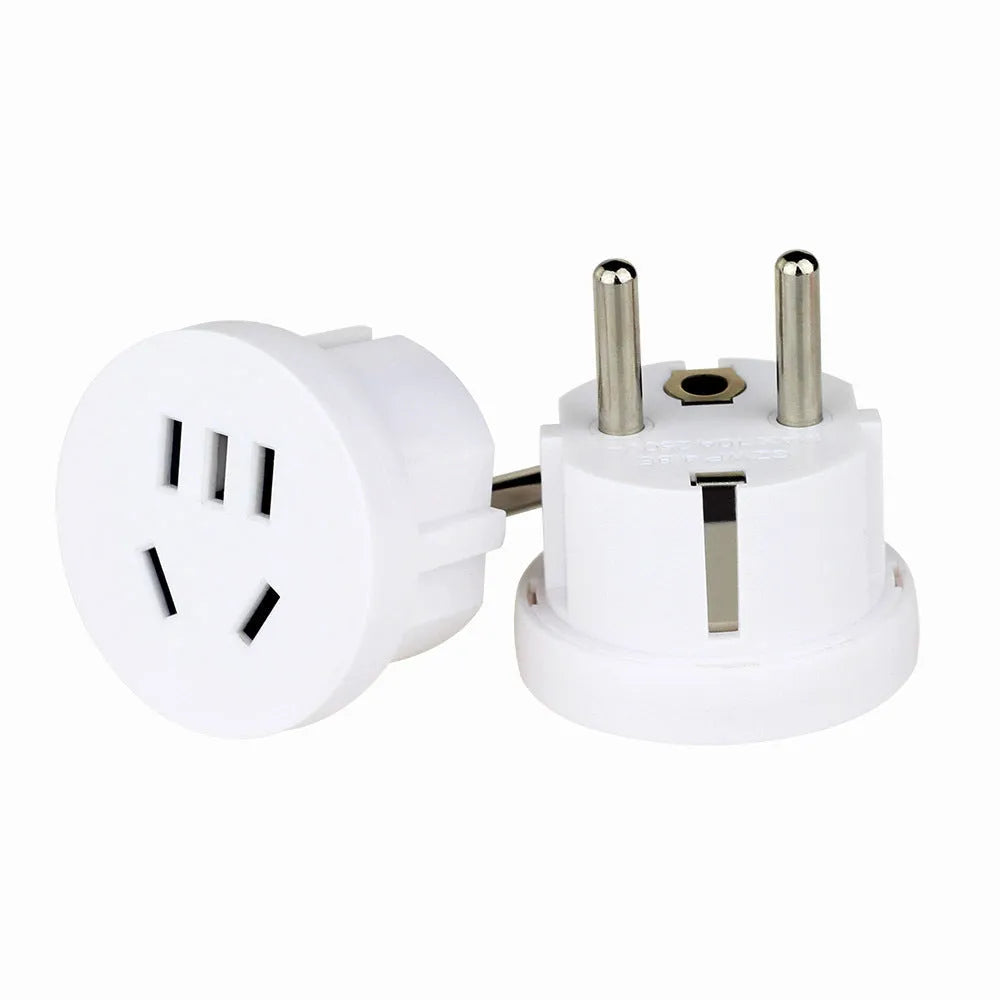 UN80 Chinese American to German standard plug adapter, 250V 10A 2500W, PC flame retardant and brass, EU style