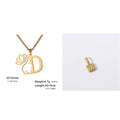 Stainless steel necklace with a cross chain and a single gold-tone letter pendant on a grey background.