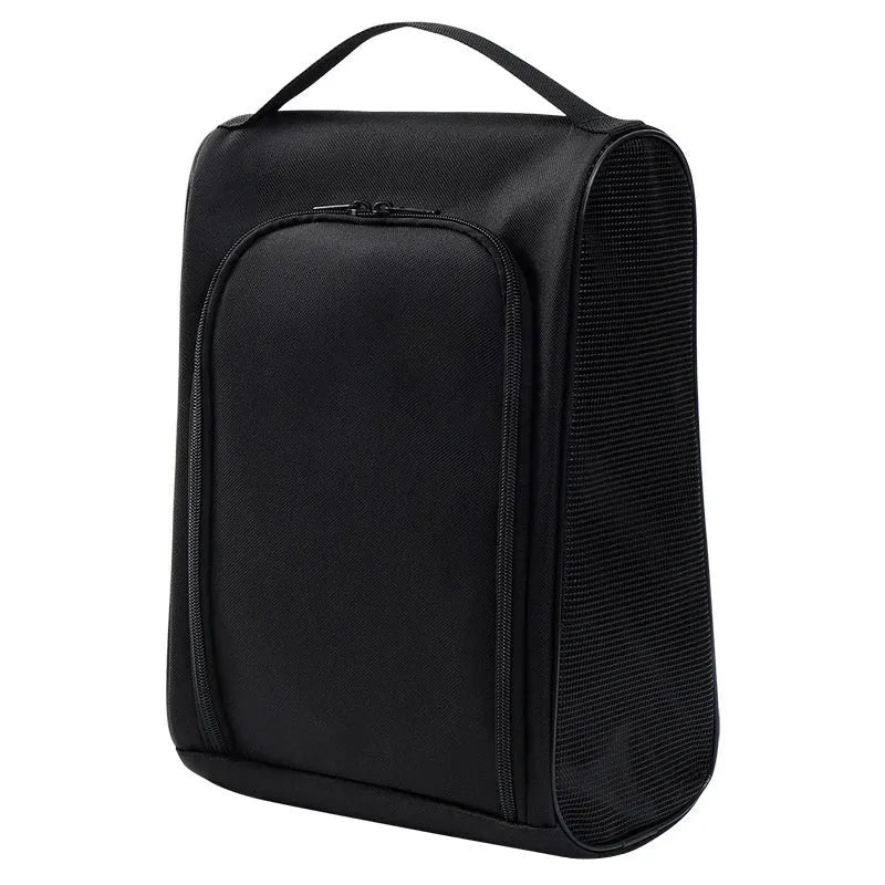 Portable Oxford cloth shoe bag in black, blue or rose red with large capacity and optional half mesh breathable design