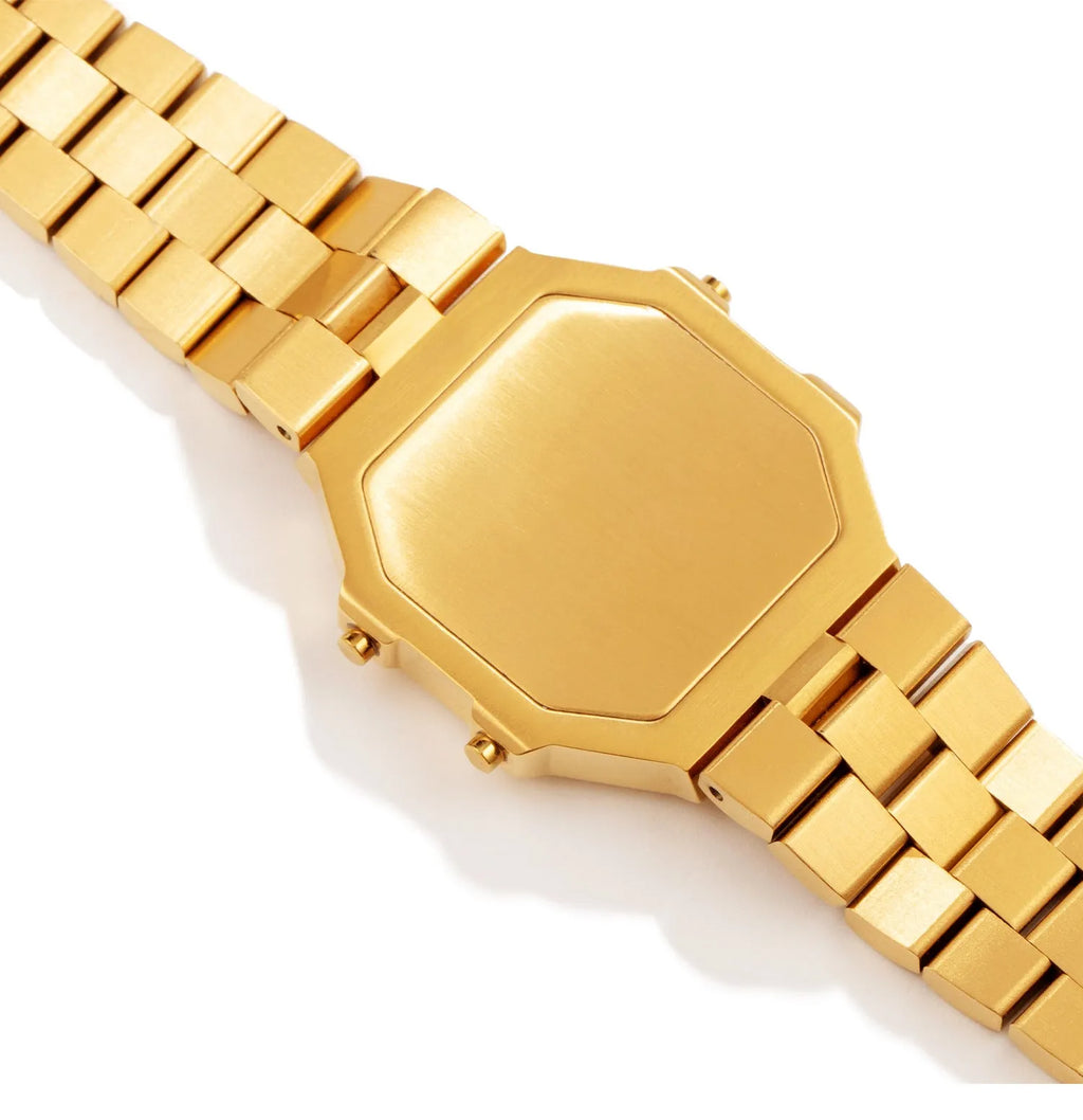 Small square watch-style bracelet with alloy case, titanium steel band, 21cm length, 35mm x 36mm dial, no time display.