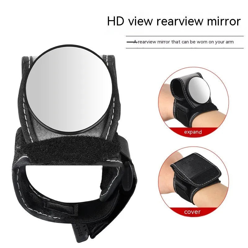 Black nylon bicycle wrist rear-view mirror for cycling safety