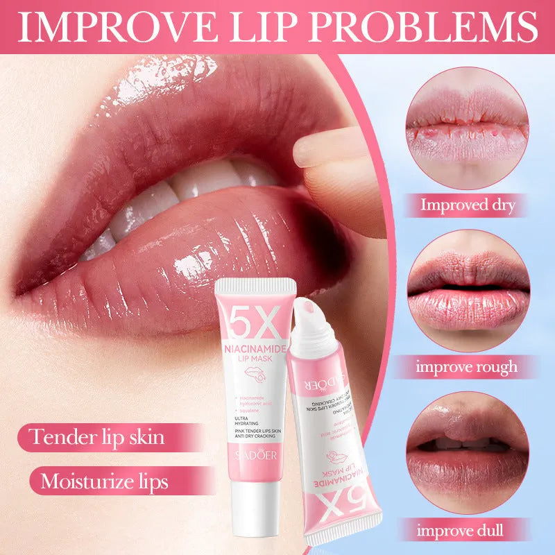Nicotinamide powder lip moisturising film in packaging with ceramide and vitamin C components