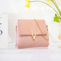 Small square PU bag with stone pattern and chain strap in multicolour options