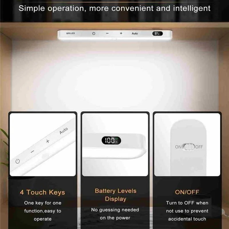 White battery-powered motion sensor cabinet light with adjustable length 1m to 5m