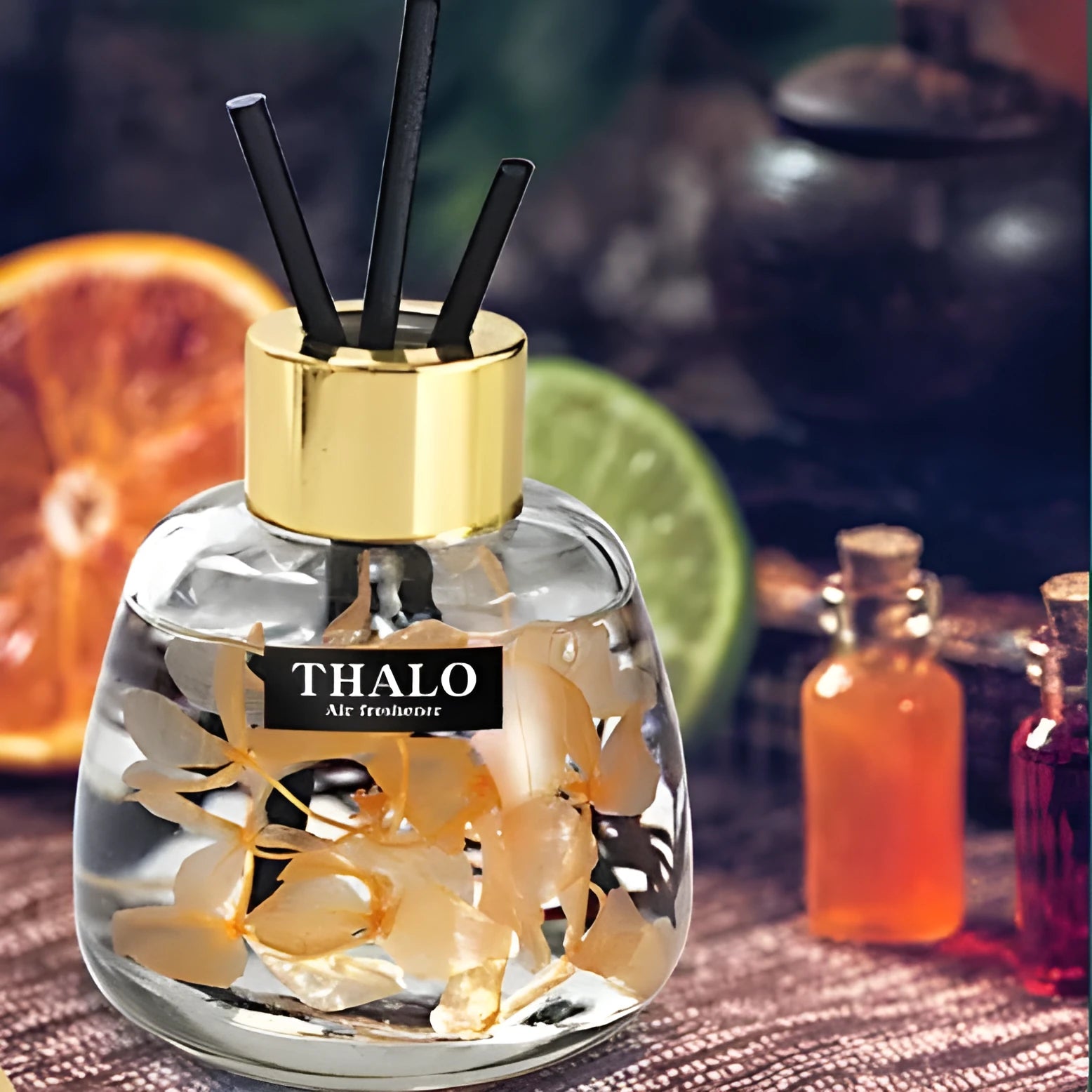 Glass bottle car fragrance ornament with loose incense for vehicle scent control