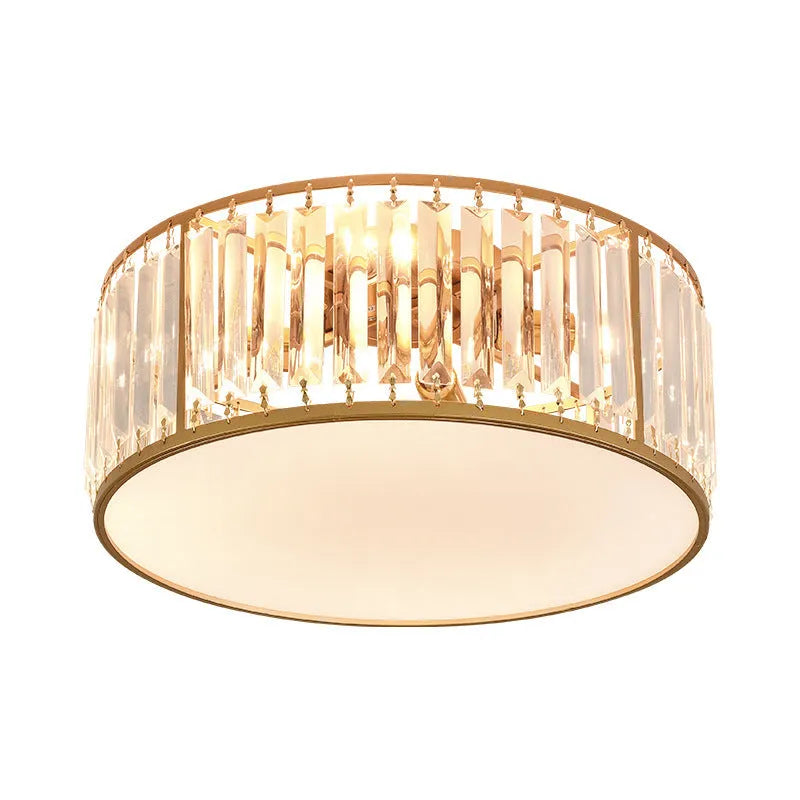Modern crystal ceiling lamp in black round finish for indoor use