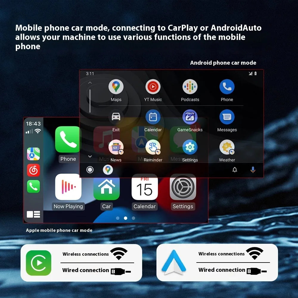 7-inch telescopic screen vehicle-borne Bluetooth player with CarPlay and Android car support, plastic and hardware build