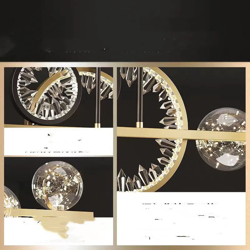 Modern glass chandelier with iron body, 95cm diameter, remote control, warm light LED