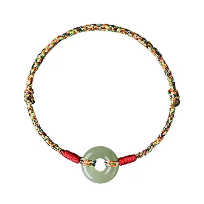 Handmade peace buckle colourful rope bracelet woven construction unisex accessory