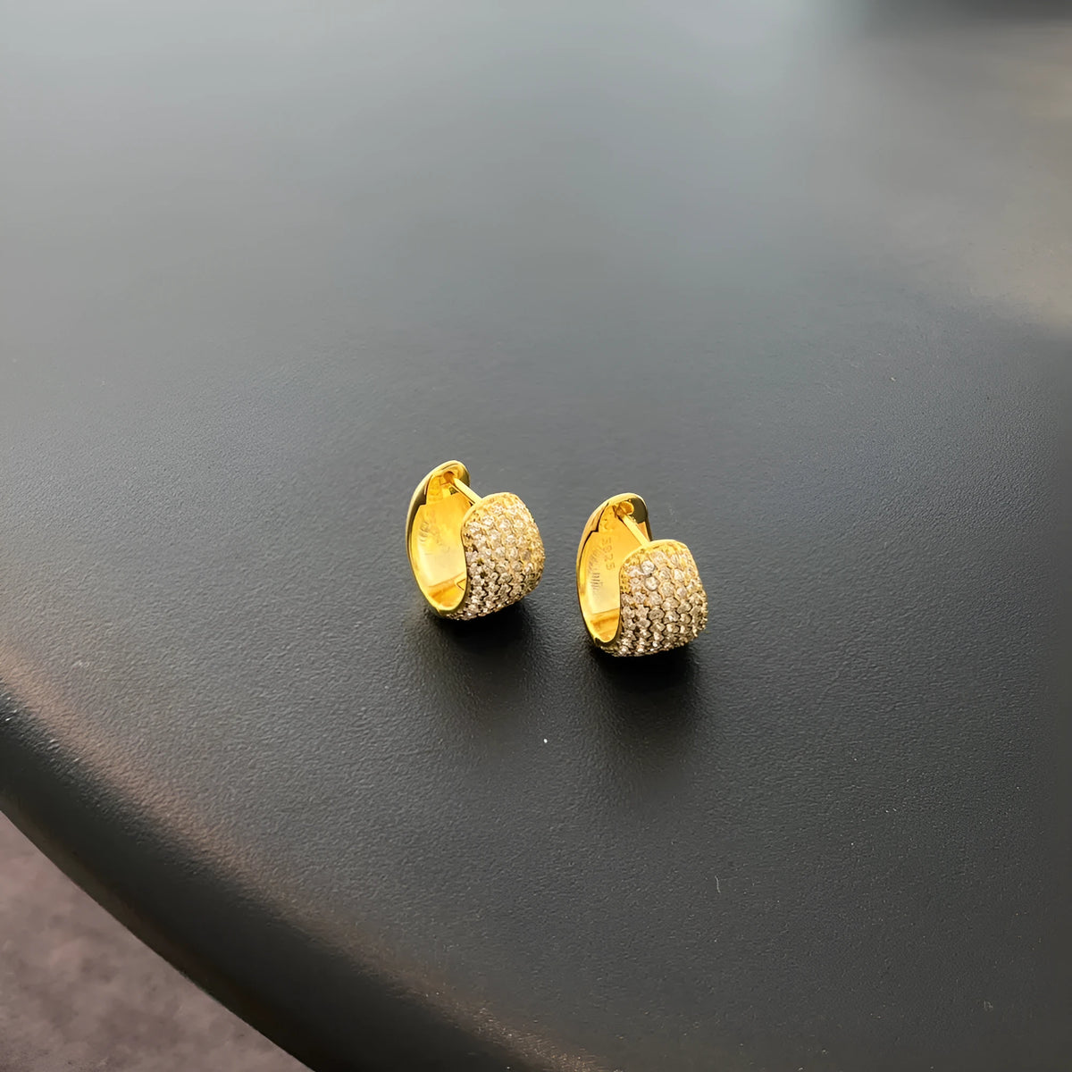 925 silver French ear clips with diamond treatment, 13mm, in platinum or gold, clip-on design
