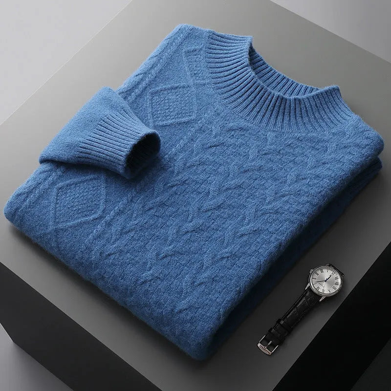 Loose wool pullover knitwear top in Brown Red, Mist Blue, Raw Velvet Beige and Raw Velvet Camel, long sleeve, sizes S-XXXL