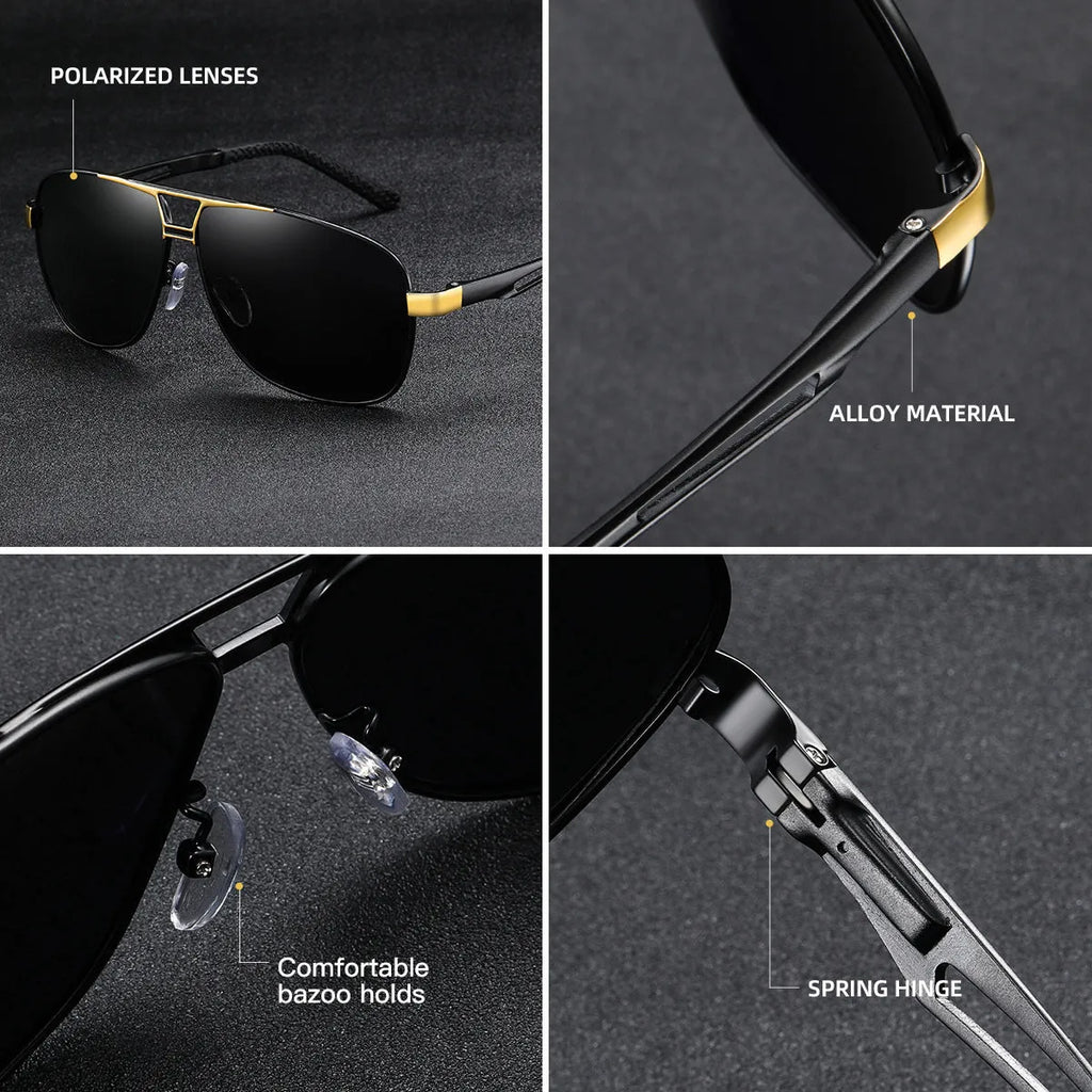 Men's orange-red polarised aviator sunglasses with a metal frame.