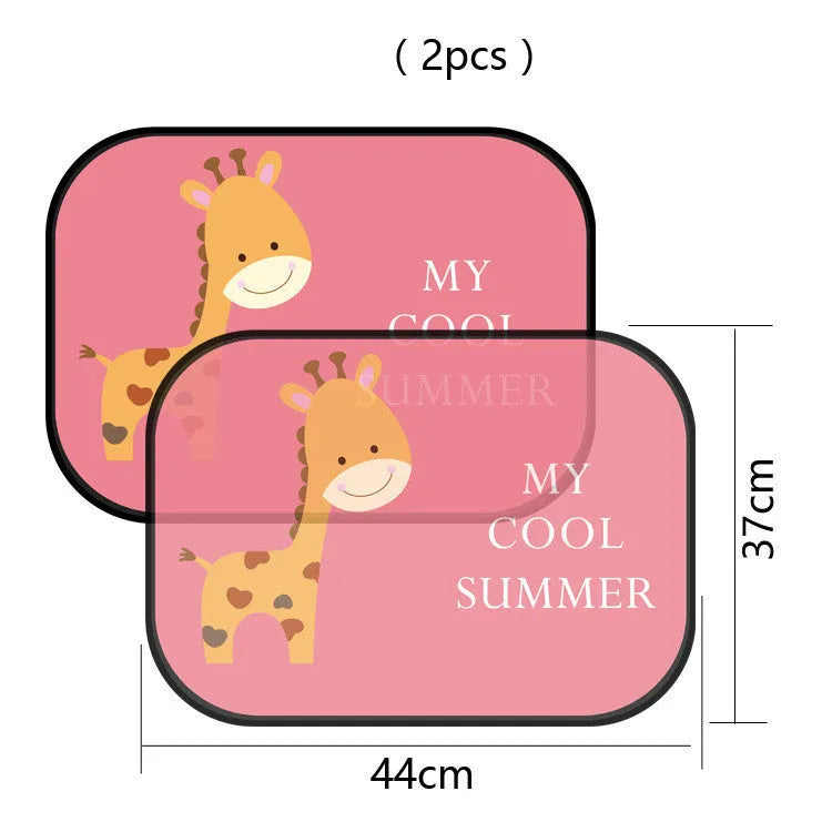 Electrostatic adsorption car sunshade pair with animal designs for side window sun protection