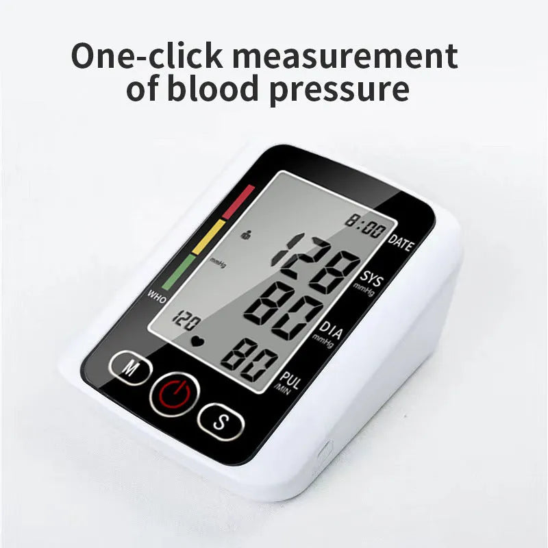Automatic arm blood pressure monitor with large digital screen on ABS plastic body