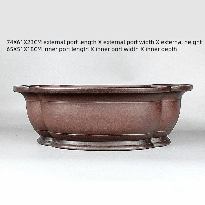 Handmade Chinese antique crabapple-shaped purple clay flowerpot