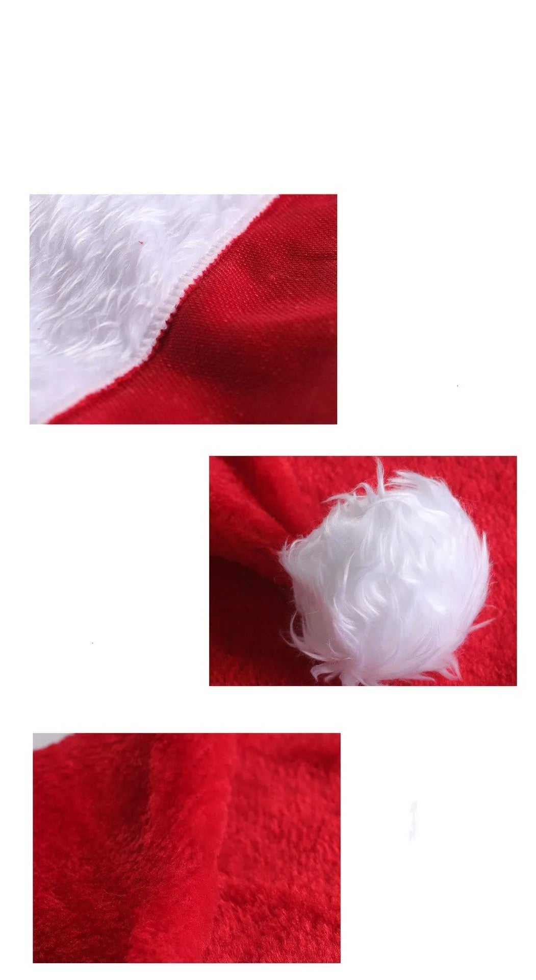 Red and white plush Santa hat with multicoloured LED lights glowing around brim and pom-pom decoration