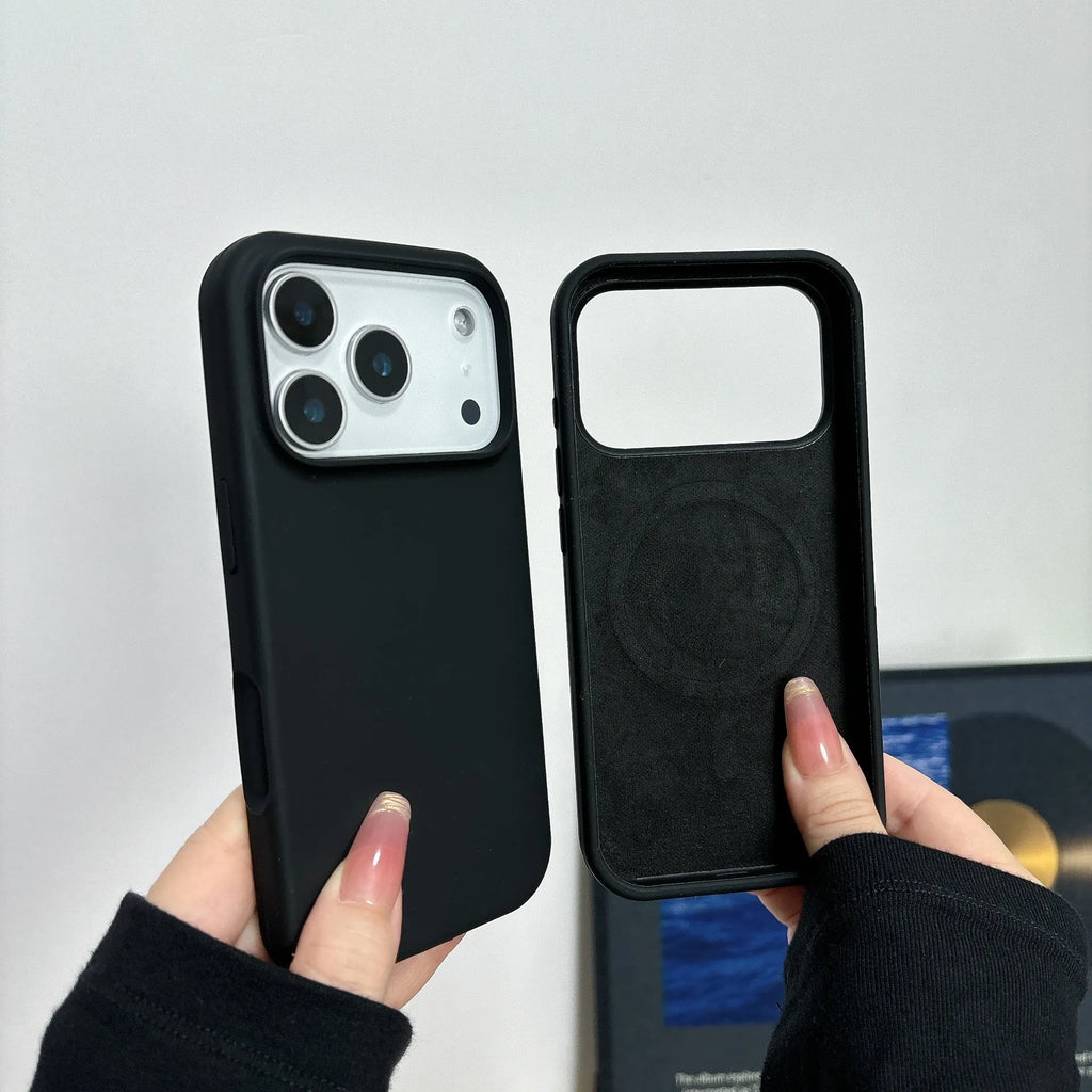 Liquid silicone magnetic iPhone case with AI button in antique white colour