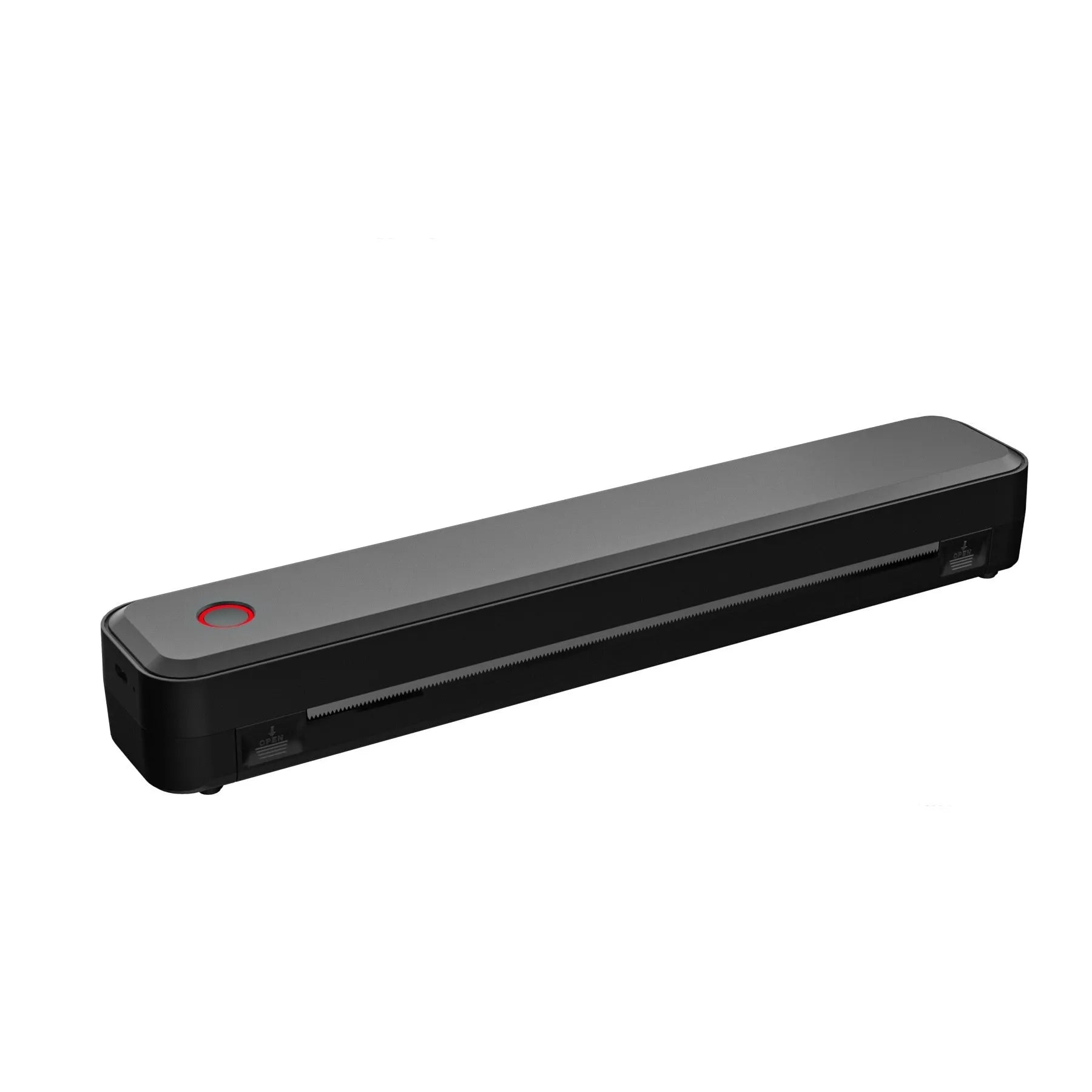 Compact Bluetooth thermal printer for mobile phones in black or white colour, 295mm length