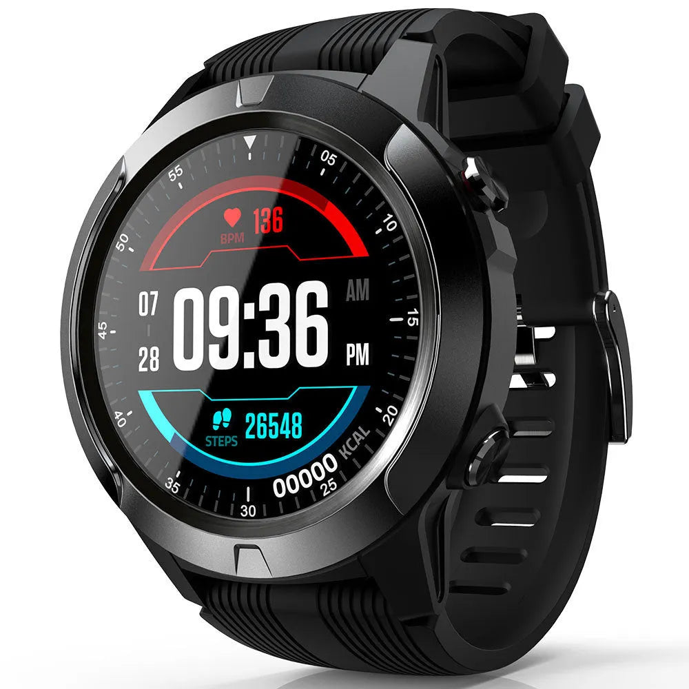 Black men's smart watch with 1.3-inch screen showing fitness metrics and Bluetooth calling function