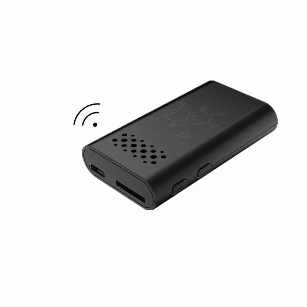 Black ABS plastic indoor security camera with 1080p HD definition and WiFi connectivity