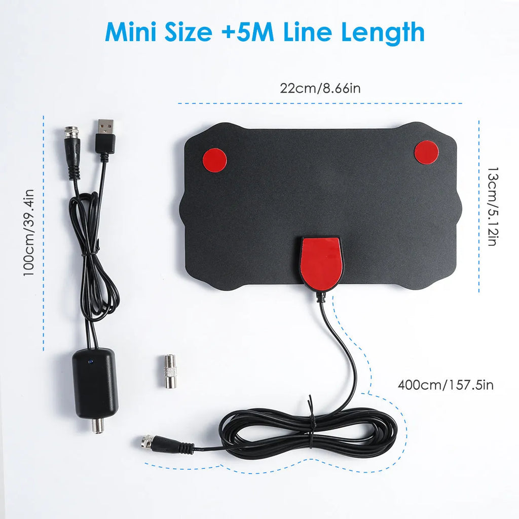 Mini HD digital television antenna indoor TV aerial black 13x22cm