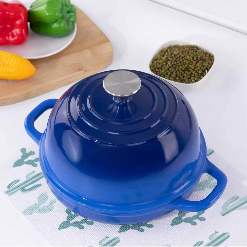 Cast iron enamel black bread pot in two sizes 24cm and 26cm with four colour options