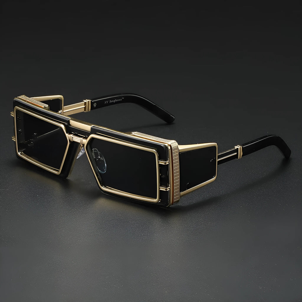 Future Technology high-end fashion sunglasses with gray PC lenses and gold metal full frame in literary retro style
