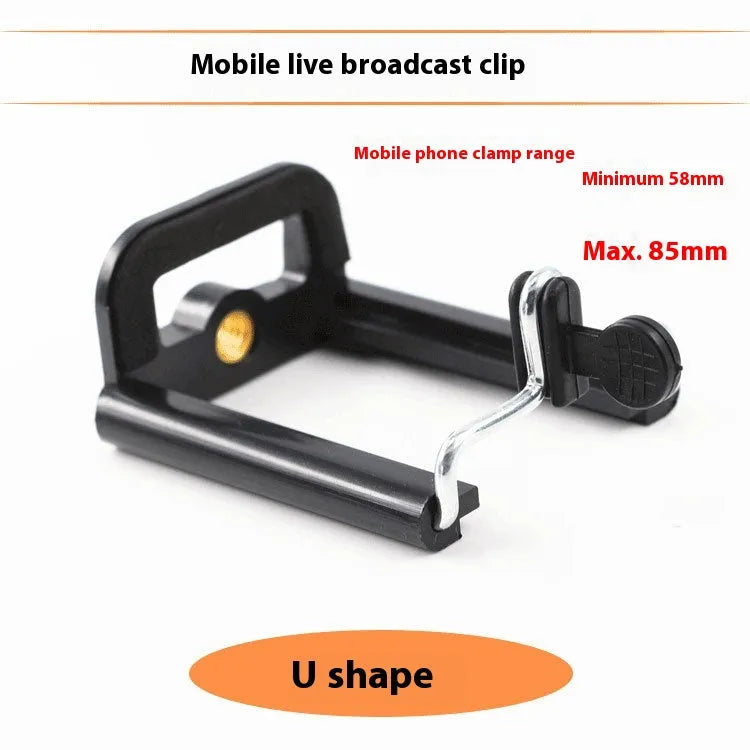 Black plastic U-clip mobile phone hose bracket for mounting phones on tubes and poles