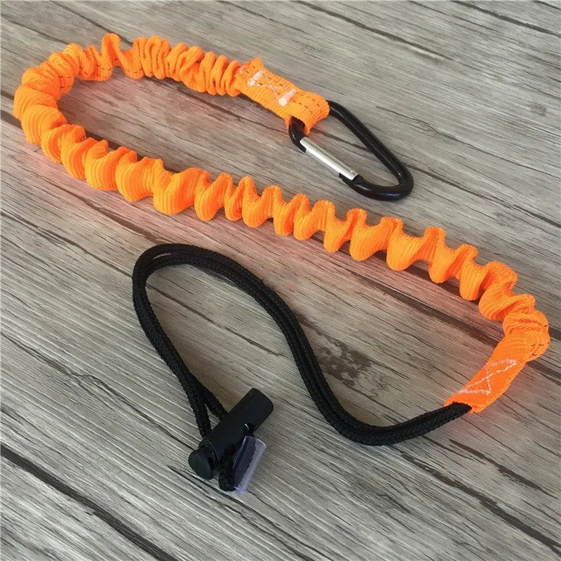 Orange fishing rod safety rope measuring 90cm with 10kg tension capacity