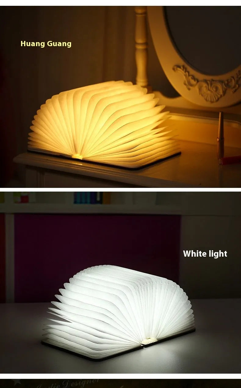 Wooden LED boy lamp in three colour options showing modern design and battery power