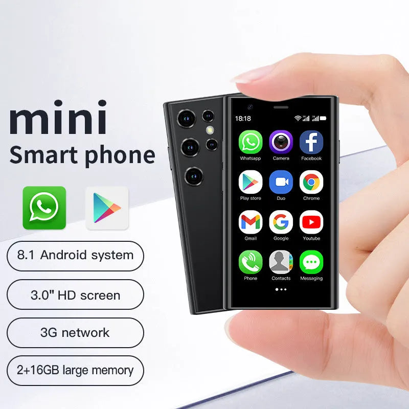 S23PRO XS15 mini smartphone with 30cm screen in black, green, or pink purple colour options