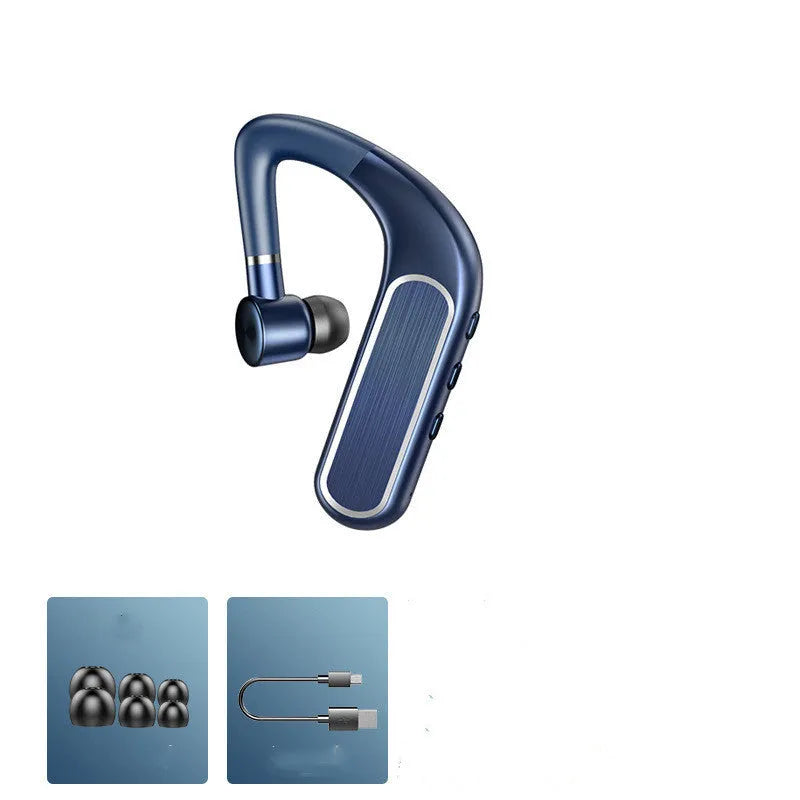 Neckband Bluetooth earphones with multiple ear tips in black, white and blue colours