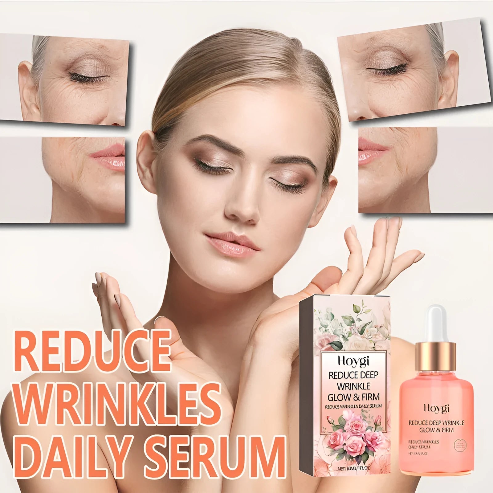 30ml rose essential oil serum bottle for facial brightening and wrinkle smoothing