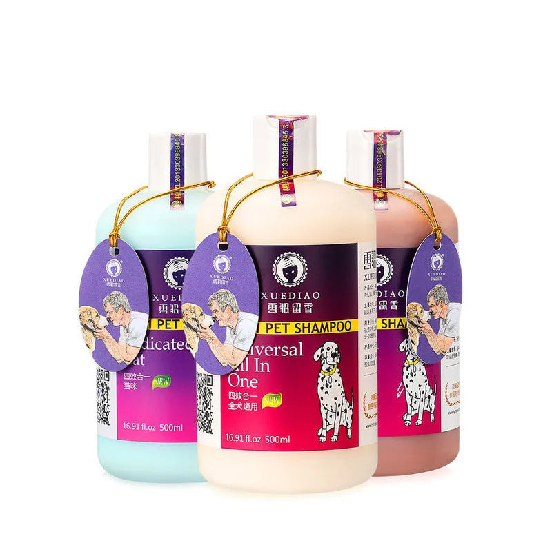 500ml dog shampoo and shower gel bottle with pump head for red brown and white fur