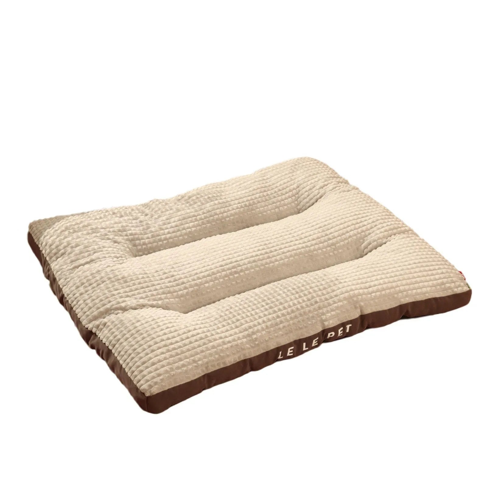 Warm fleece dog bed with detachable blanket in coffee colour